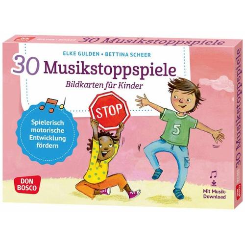 30 Musikstoppspiele. Bildkarten für Kinder, m. 1 Beilage