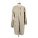 Eileen Fisher Jacket: Mid-Length Tan Print Jackets & Outerwear - Women's Size Small