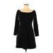 Express Casual Dress - Mini Boatneck 3/4 sleeves: Black Print Dresses - Women's Size Medium