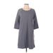 LOGO Lounge Casual Dress - Shift Scoop Neck 3/4 sleeves: Gray Color Block Dresses - Women's Size Medium