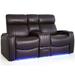 Orren Ellis Asta Upholstered Home Theater Seating w/ Cup Holder Leather Match in Black | 43.75 H x 74.5 W x 37.25 D in | Wayfair