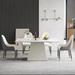 Hokku Designs Hanfried Rectangular Sintered Stone Dining Table for Modern Kitchen Living Room, Home & Office Wood in White | Wayfair