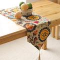 Alcott Hill® Berenize Hexagon Floral Linen Table Runner Linen | 54 W x 12 D in | Wayfair CB075010760E49BC97440E44D7CA2F07