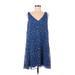 Charles Henry Casual Dress - A-Line V-Neck Sleeveless: Blue Dresses - Women's Size Medium