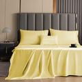 Whitney Home Textile King Size Sheet Set Bamboo Microfiber Sheets Soft Silky Luxury Hotel Bed Sheets 16 Inch Deep Pocket Breathable Cooling Durable Wrinkle Free Sheets 4 Piece Cream Yellow