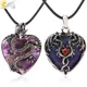 Double Dragon Collier pour Homme Femme pendentif pierre naturelle véritables pendentif coeur