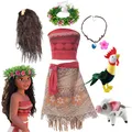 Robe Moana de Princesse Vaiana pour Fille Costume de ixd'Anniversaire avec Collier Ensembles de