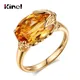 Kinel-Bague de Mariage en Or pour Femme Bijoux Vintage Cuir oral elu Simple Jaune Gros Zinsons