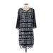 DKNYC Casual Dress - Shift Scoop Neck 3/4 sleeves: Black Color Block Dresses - Women's Size Medium