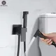 Black Bidet Faucet Brass Shower Tap Washer Mixer Cold Hot Water Mixer Crane Square Shower Sprayer