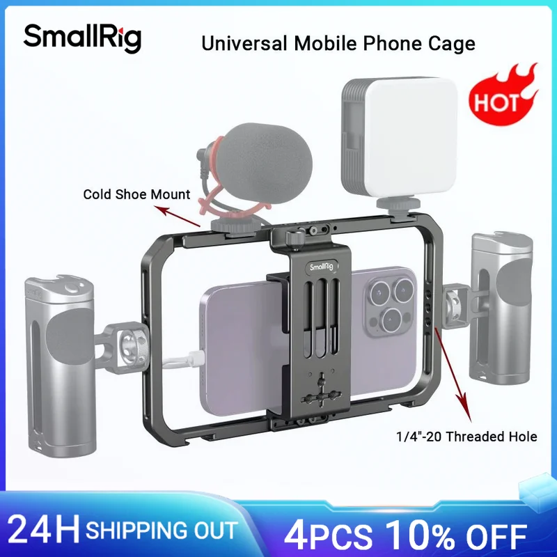 SmallRig Universal-Handykäfig für iPhone 17/16 Pro für Samsung Smartphone Video Rig mit Kaltschuh für Stativlichtgriff