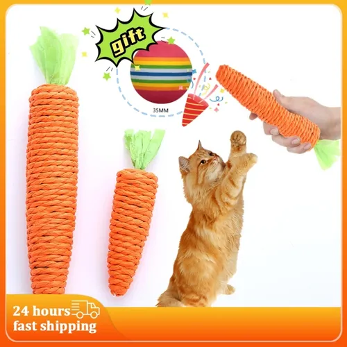 Katzen spielzeug Karotte Haustier Spielzeug haltbare Baumwolle Seil gewebte Welpen Kau spielzeug für