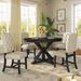 Round 5-Piece Wood Extendable Dining Table Set with Fabric Upholstered Armless Dining Chairs and Extension Leaf for Dining Room