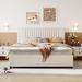 Full/Queen Size Upholstered Bed Frame with 4 Drawers, Platform Storage Bedframe Mattress Foundation, Wooden Slats Support