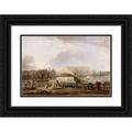 Elias Martin 18x13 Black Ornate Wood Framed Double Matted Museum Art Print Titled - View of Stockholm Palace from the Skeppsholm Bridge (Early 1780s)