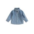 Nituyy Boys Denim Jacket Long Sleeve Lapel Button Closure Pocket Decor Casual Streetwear Outer Tops