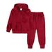 Wavsuf Kids Sets Clothes Comfort Pants Fleece Long Sleeve Wine Two Piece Sets Size 12-13 Years