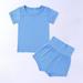 Wavsuf Kids Sets Clothes Short Sleeve Cute Crew Neck Solid Comfort Shorts Blue Outfits Set Size 9-12 Months