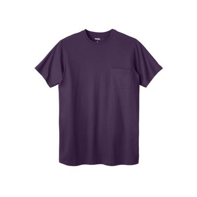 Men's Big & Tall Shrink-Less Lightweight Pocket Crewneck T-Shirt by KingSize in Blackberry (Size 7XL)