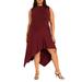 Plus Size Women's Asymmetrical Hem Jersey Dress by ELOQUII in Windsor Wine (Size 14)