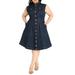 Plus Size Women's Fit & Flare Denim Dress by ELOQUII in Dark Wash (Size 28)