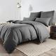 Soifox Bed Linen 200 x 200 cm, Anthracite, Soft and Comfortable, Non-Iron and Wrinkle-, Duvet Cover 200 x 200 cm with 80 x 80 cm Pillowcase Set of 2 Winter Bed Linen with Zip