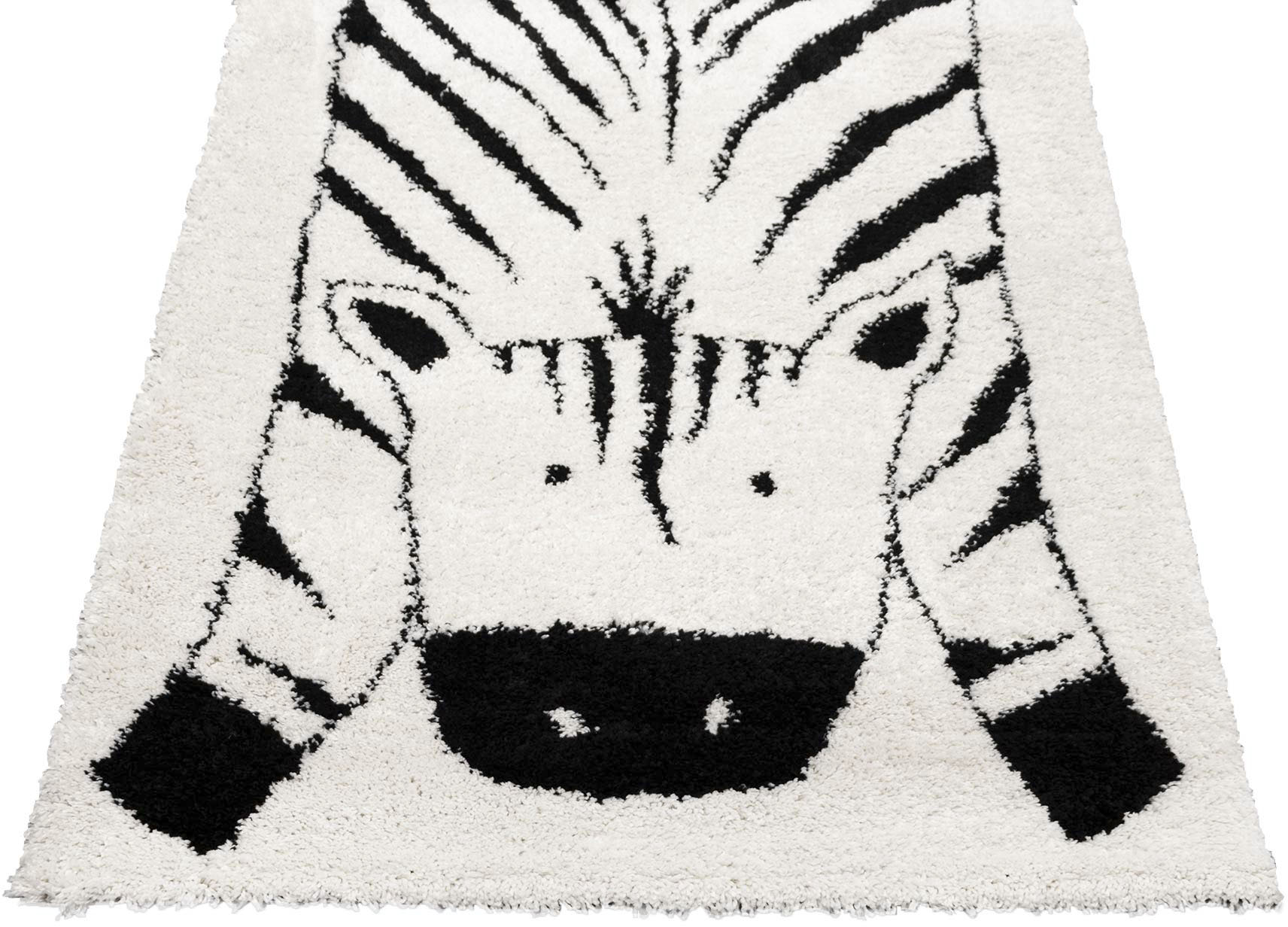 Kinderteppich "NOMAD - Zebra", weiß (wollweiß), B:120cm H:35mm L:170cm, Polypropylen (PP), PRIMAFLOR-IDEEN IN TEXTIL, Teppiche, Kinderteppich, Hochflor, Motiv Zebra, weich & kuschelig, Kinderzimmer Image