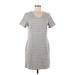 Casual Dress - Sheath Scoop Neck Short sleeves: Gray Stripes Dresses - Women's Size Medium