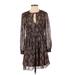Zara Casual Dress - A-Line Crew Neck Long sleeves: Brown Dresses - Women's Size X-Small