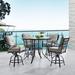 Red Barrel Studio® Pegeen Round 4 - Person 52" Long Bar Height Outdoor Dining Set w/ Cushions Metal in Black | 52 W x 52 D in | Wayfair