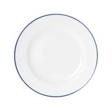 Mikasa Hospitality 5256486 11" Round Bistro Plate - Porcelain, Blue Pinstripe, Blue Band, White