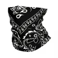 Bandana noir à motif cachemire pour hommes et femmes écharpe de cou protection UV style