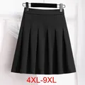 150 Nuts-Jupe plissée A-Line pour femme jupe monochrome taille élastique noir grande taille