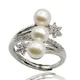 Ladies Ring 6mm Natural Freshwater Pearl Jewelry Three Pearls Adjustable Size Pearl Ring