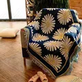 Europe Pink Sofa Throw Blanket Cotton Thread Knitted Blanket With Tassel Geometry Bohemian Sofa