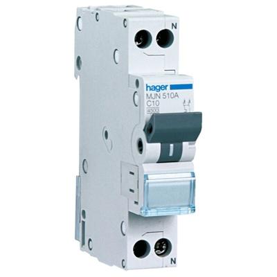 Leitungsschutzschalter 1P+N 10A 4,5 ka c 1 Modul MJN510A - Hager Image