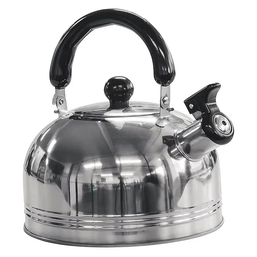 Camping Edelstahl Pfeif kessel in 2l tragbare Reise Teekanne Kaffeekanne mit klappbaren sicheren Griff Camping Kochgeschirr Image