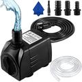 Submersible Water Pump 550GPH (30W 2000L/H) Fountain Pump with 6.5ft Tubing (1/2 Inch ID) Quiet Outdoor Small Pond Pump 7.2ft High Lift 3 Nozzles for Aquariums Fish Tank Hydroponics Statuary