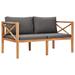 vidaXL 2-Seater Patio Bench Loveseat Chair Sofa with Cushions Solid Wood Teak - 48" x 25.6" x 23.6"