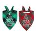 2 Pack Classic Triangle Merry Christmas Printing Plaid Pet Scarf - Pet Holiday Accessories Decor - Style 1 + Style 2