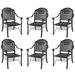 Stacking Patio Dining Armchair with Cushion In Random Colors (Set of 6)