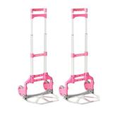 Magna Cart Personal 150 lb. Capacity Folding Hand Truck Pink (2 Pack)