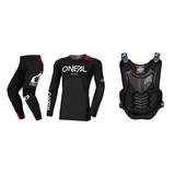 Oneal 2023 Mayhem Hexx Offroad Jersey Pant Chest Protector Combo Black/Gray (Medium / 30)