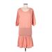 Vestique Casual Dress - DropWaist Scoop Neck 3/4 sleeves: Red Print Dresses - Women's Size Medium