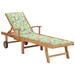 Dcenta Sun Lounger with Pattern Cushion Solid Teak Wood