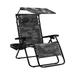 Zero Gravity Chair Folding Recliner with Adjustable Canopy Shade Patio Lounge Chair with Headrest 2 Cupholders Black