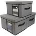 Fabric Storage Bins with Lid 2 Handles and Clear Window Washable Foldable Storage Basket Cube Box 1pack