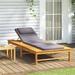 Htovila Sun Lounger with Dark Gray Cushion and Pillow Solid Wood Acacia