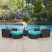 Modway Convene 5 Piece Outdoor Patio Sectional Set in Espresso Turquoise