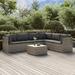 Anself 7 Piece Patio Set with Cushions Gray Poly Rattan